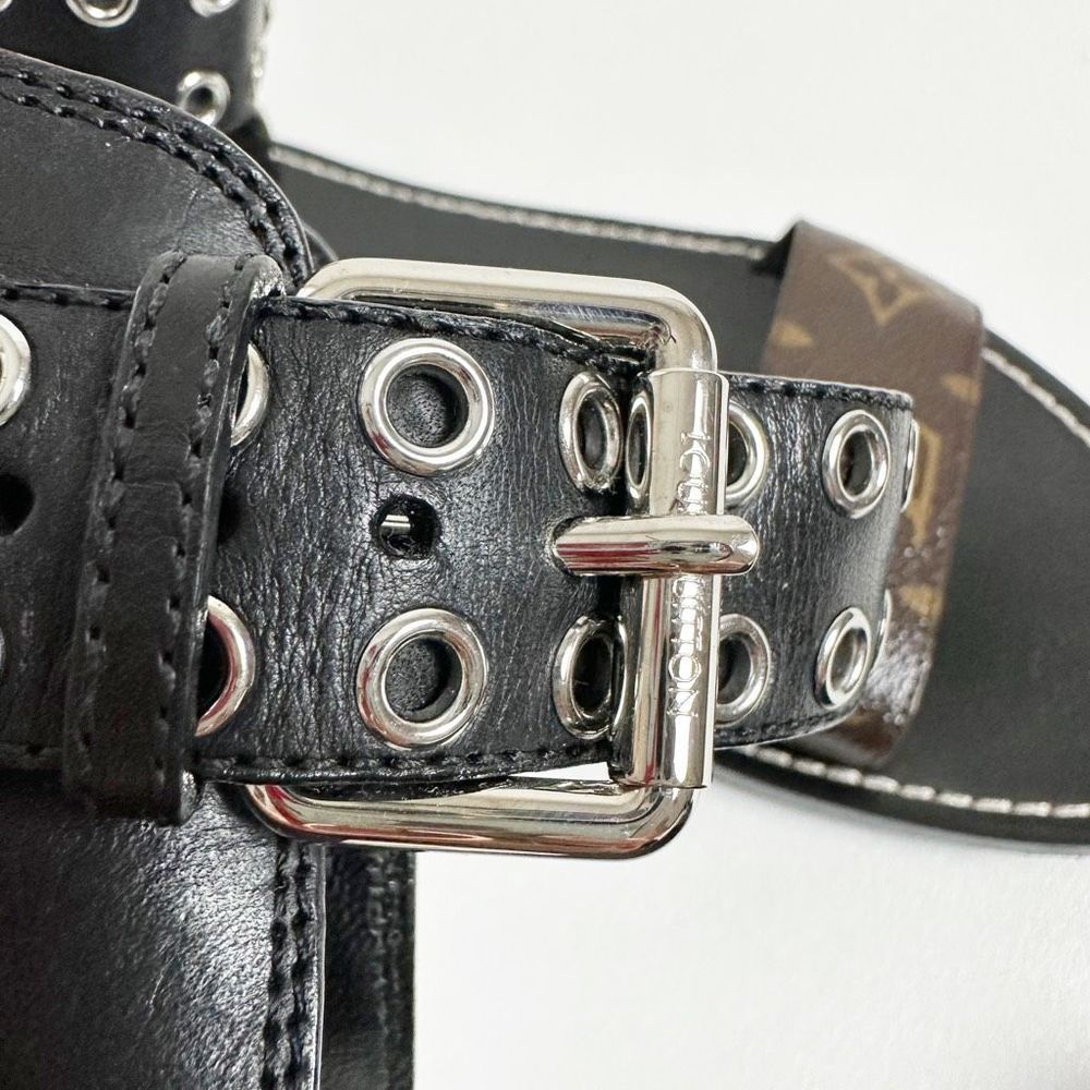 LOUIS VUITTON Ocean Drive Flat Sandals 40 US 9.5 Black Brown Monogram Leather - Picture 11 of 13